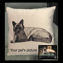 Load image into Gallery viewer, Throw Pillow with Your Pet's Picture (velvety microsuede)