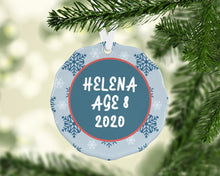 Load image into Gallery viewer, Ornament Featuring your Child's Picture or Art, Name, and Age
